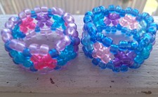 2 Kandi Cuff X Base Pony Bead Bracelets Kids, Teens, Adults, Gift Frosted Colors