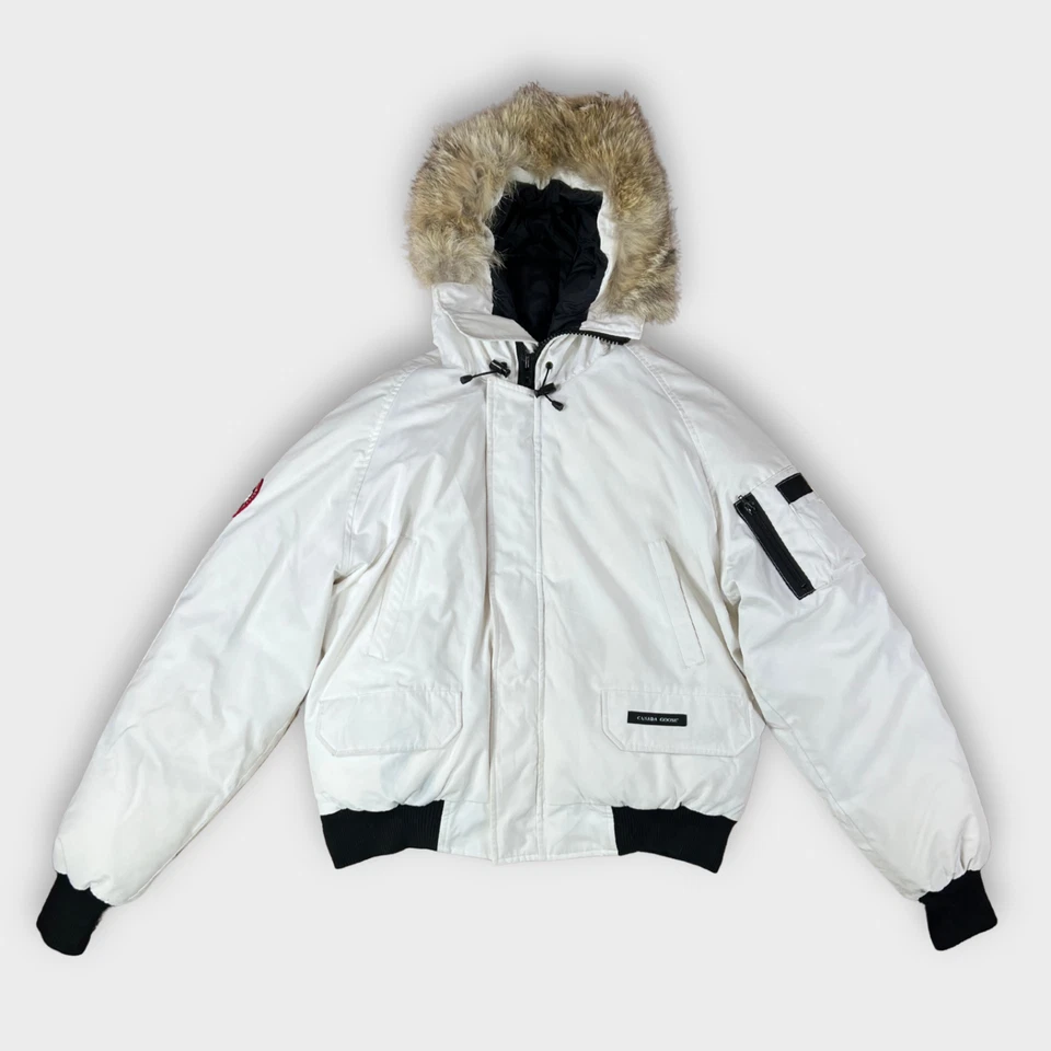 Chaqueta de plumón Canada Goose Chilliwack Bomber talla XL blanca para hombre abrigo de piel real Foto 4 de 4