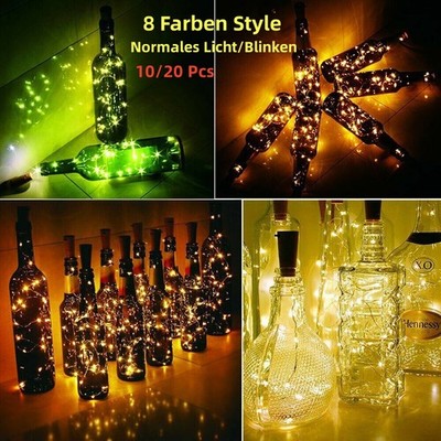 10/20Pcs LED Korken Lichterkette Flaschenlicht Flaschenbeleuchtung Weinflasche
