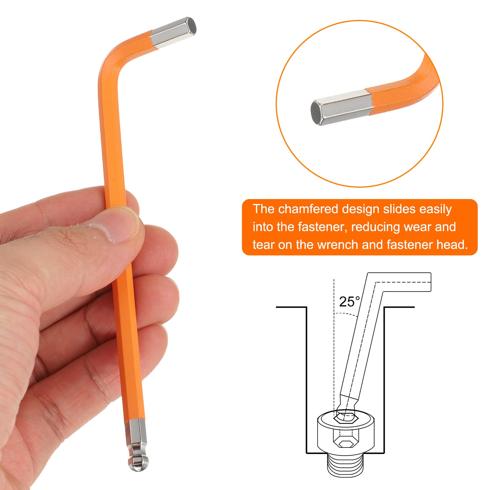 9pcs Ball End Hex Key Wrench Set 1.5-10mm Long Arm L-Shape Metric Wrenches