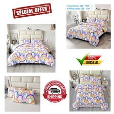 3PCS Rainbow Comforter Set Full Size - Soft Microfiber for Kids' Joyful Rooms