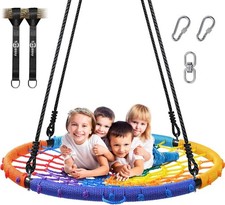 45" 750lbs Spider Web Tree Swing for Kids  Adults, Outdoor Steel Frame Sauce...
