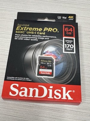 SanDisk Extreme Pro SDXC UHS-I Card - 64GB - Speed Up To 170 MB/s - NEW