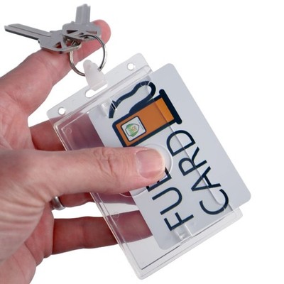 Specialist ID Rigid Fuel Card Holder with Key Ring - Clear Hard Plastic 