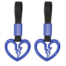 2Pcs Broken Heart Shaped Car Handle Straps for Auto, Blue