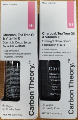 Lot Of 2 CarbonTheory, Tea Tree Oil & Vitamin E, Overnight Detox Serum 1 oz.