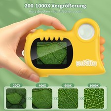 2-in-1 Kinder Mikroskop Digital: 1000x Vergrößerung, 2.0" IPS Display & 8 LEDs