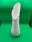 Vintage Fenton Mid Century Modern White Milk Glass Hobnail Swung Vase