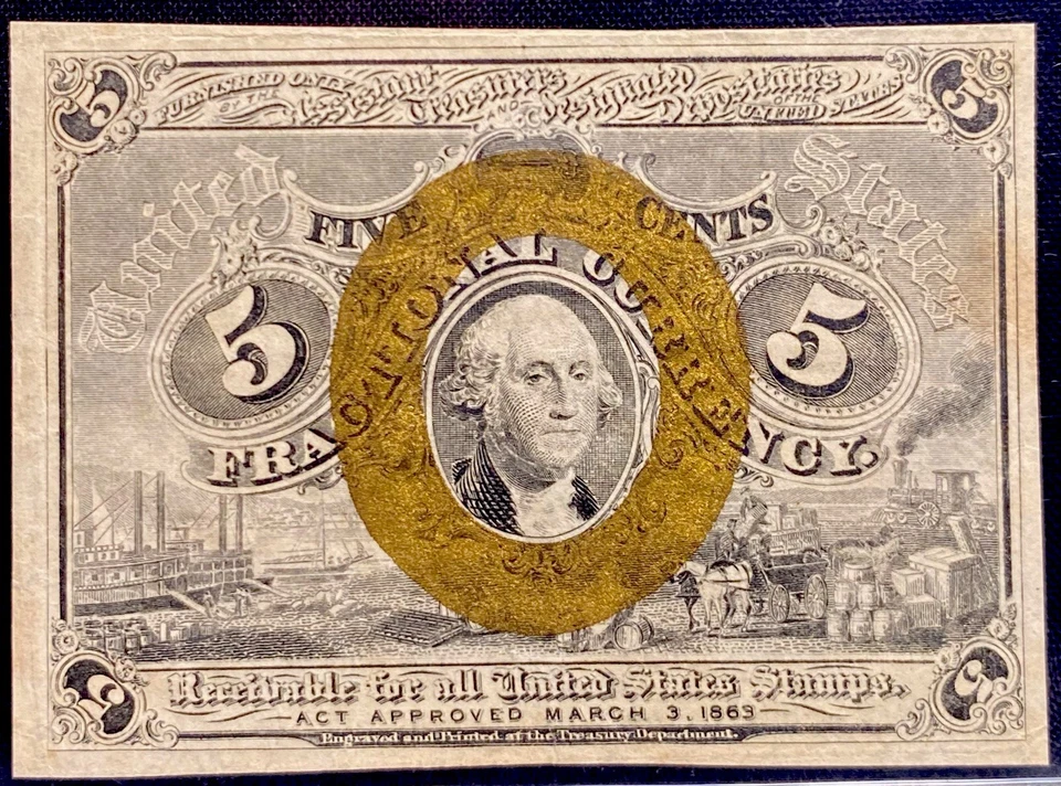 1863 Second Issue 5 Cents Union Fractional Currency FR#1233 Civil War, PCGS AU53 - Image 3 of 4