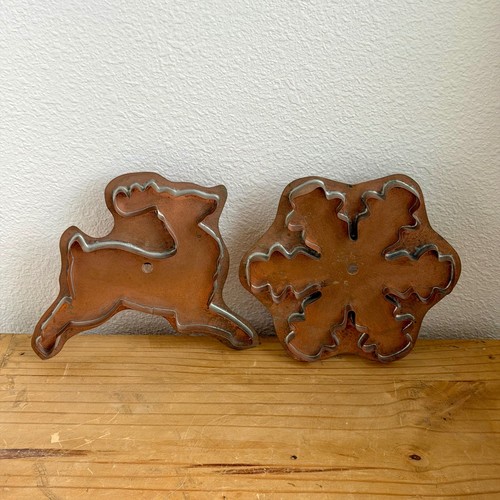 Vintage Martha Stewart Copper Cookie Cutter Set Prancing Reindeer Snowflake