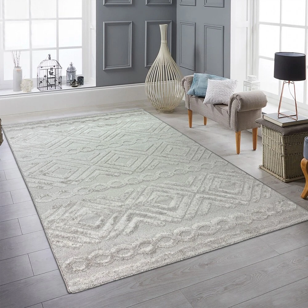 Lot De 4 Tapis Gitans / Roms Lavables - Design DK Beige - Antidérapants - Neuf Sans étiquettes