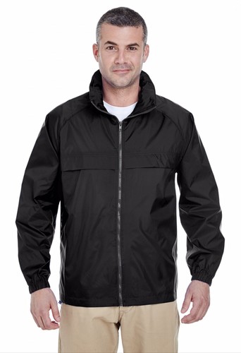 NEW Ultra Club Adult Unisex Full-Zip Hooded Pack-Away Jacket Black Size Small - Picture 1 of 8