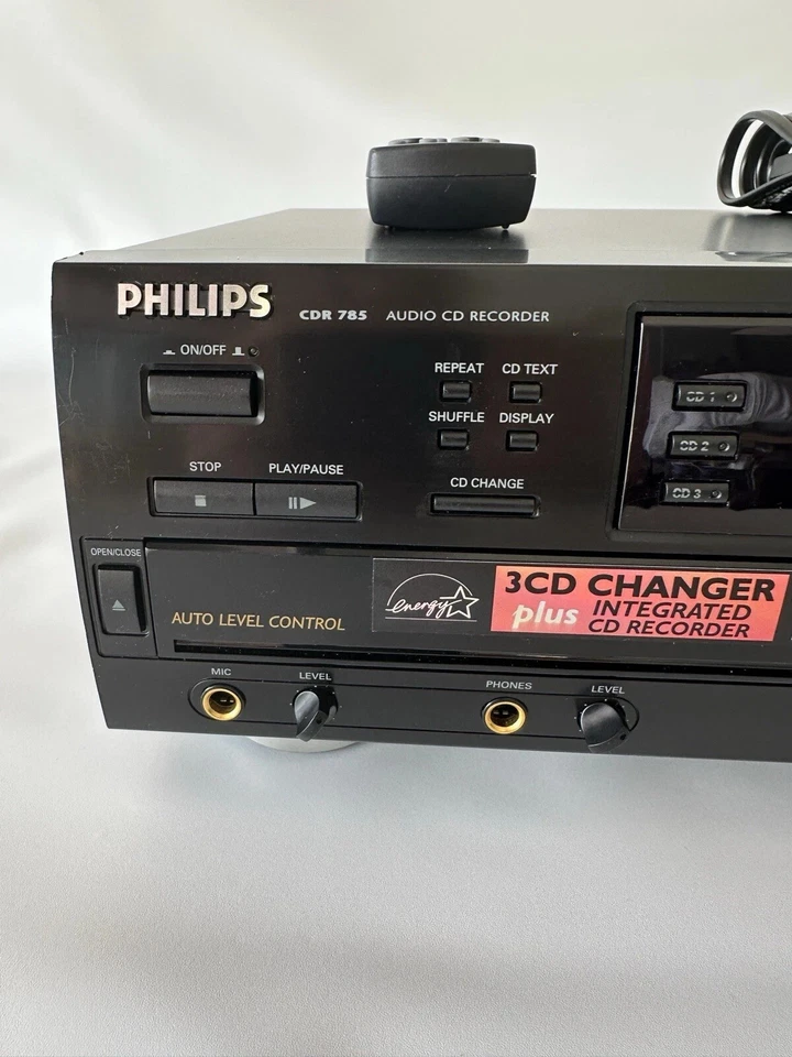 Philips CDR785 3-CD Changer Integrated Dubbing Recorder CD-R/RW - w/ OEM Remote - Image 2 of 4