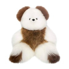 Realistic Soft Baby Alpaca Teddy Bear, Premium Toy (9 inches, White & Brown)