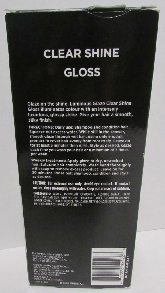 John Frieda Luminous Glaze Clear Shine Gloss all hair shades 6.5 fl oz