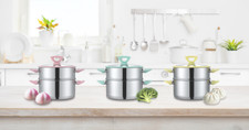 CONCORD 3 QT Stainless Steel 3 Piece Steamer ...