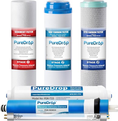 PDR-F6U Replacement Reverse Osmosis Water Filter Set with UV light Filter