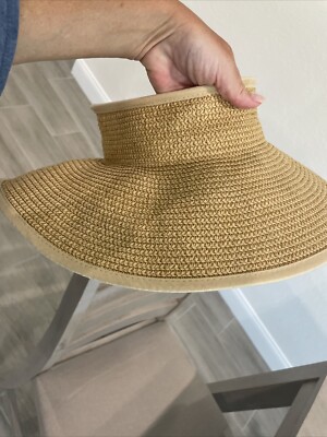 Lady Hagen Natural Straw Sun Hat Lady Hagen Straw Golf Visor Womens Hat Cap OS Beige Strap  main image 4