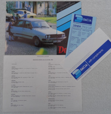 Dacia Denem Prospekt 1983: Limousine/Kombi. Basic/L/GL/GLX. Preisliste/Händlerliste