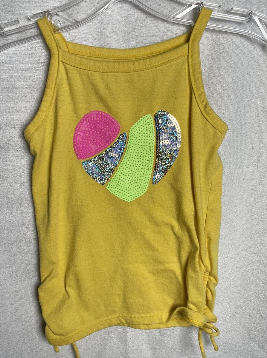 【WONDER WONDER】Beth Color Matching Unbalance Crop L/S Tee Wonder Nation Girls Tank Top Shirt Size X-Small (4-5) Yellow
