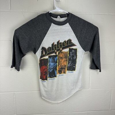 Vintage Dokken 3/4 Sleeve Baseball Raglan Shirt Medium Back For