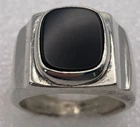 Vintage Sarah Coventry Sterling Silver 925 Square Stone Black Onyx Ring Size 8