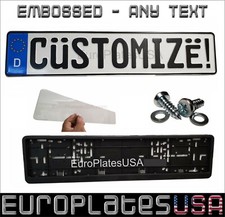 European License Plate Kit - Any Text Embossed German Deutschland Black Text European License Plate Kit - Any Text Embossed German Deutschland Black Text