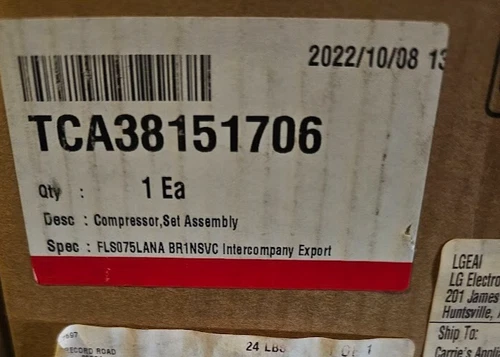 LG TCA38151706 Set Assembly Compressor