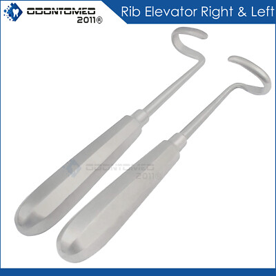 Surgical Elevators Doyen Rib Right Left 7'' Curved Blade 3.2cm Tools Set of 2 Pcs