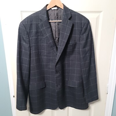 346 Brooks Brothers Madison Fit 43R Mens Blazer Jacket Wool Plaid Black Blue