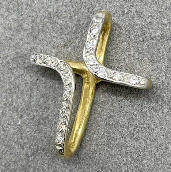 Croce in oro giallo 18kt carati nuovo ciondolo per collana uomo donna puntiluce. - Immagine 4 di 4