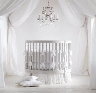 PC Crib Nursery Round Bedding Set-1 Blanket,1 Fitted Skirt,