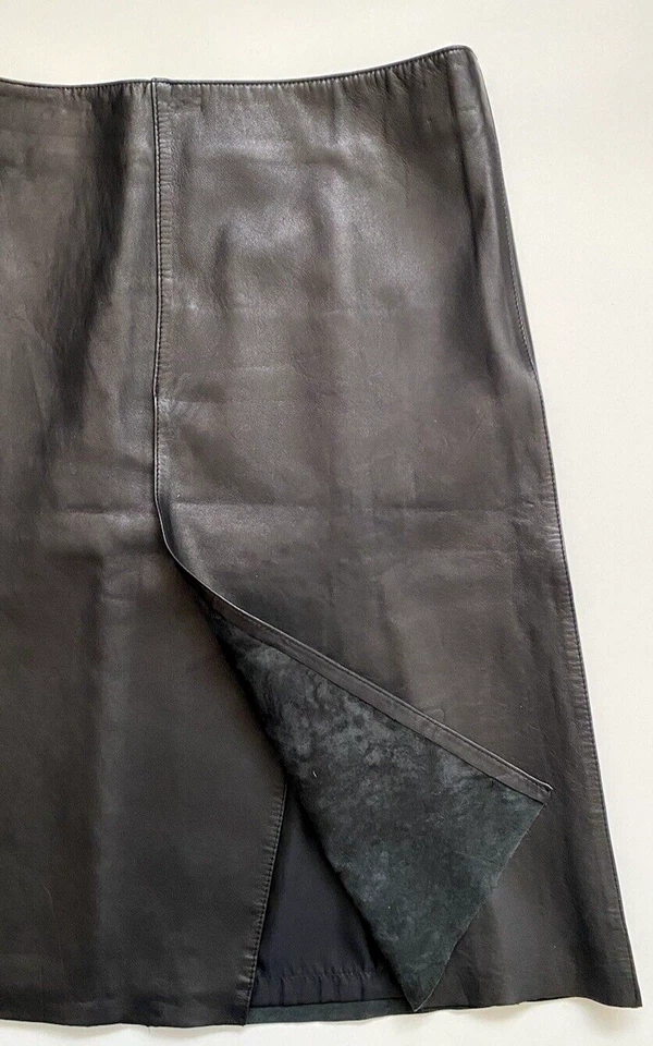 Hilfiger Soft Leather A-Line Skirt Black Slit Vintage Collection Size 6 - Image 2 of 4