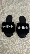 Tory Burch Aspen Shearling Slide. Perfect Navy. Size 7