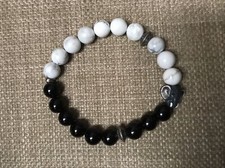 Elephant with Black Onyx and Howlite bead Bracelet