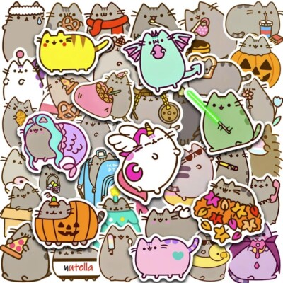 Cartoon niedliche Kawaii klobige Katze 10 Stck. Aufkleber leichtes Graffiti Geschenk Decal Retro P