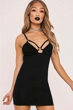 In The Style Harness Plunge Bodycon Dress Black Size UK 8 SALEb BB 08