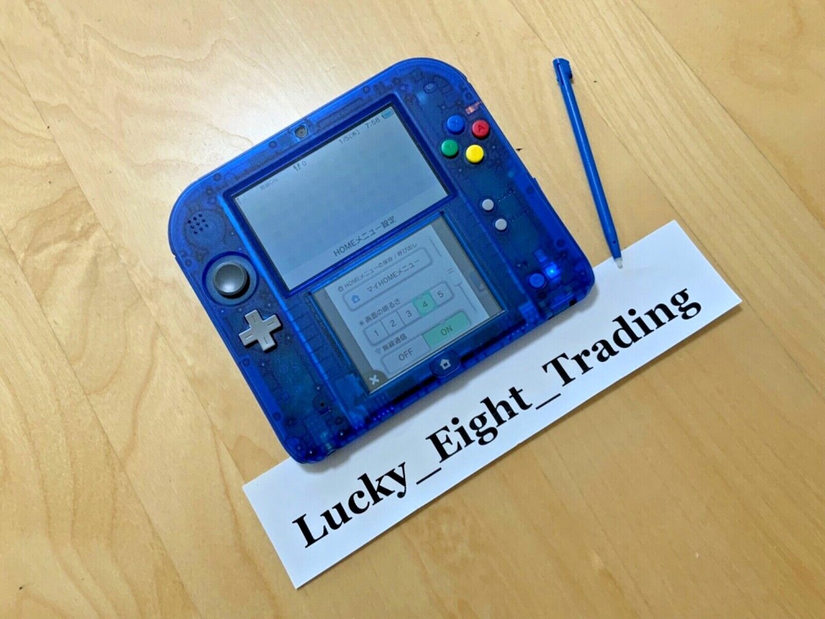 Nintendo 2DS Pokemon Clear Blue Console Charger Box Pokemon Center