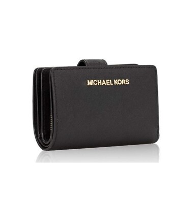 マイケル・コース（Michael Kors）/JET SET TRAVEL MD BIFLD ZP CN WLLET ウォレット NWT MICHAEL KORS JET SET TRAVEL MD BIFLD ZP CN WALLET BLACK