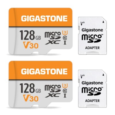 Gigastone 128GB Micro SD Card, 2Pack, 4K UHD Video, Switch Compatible