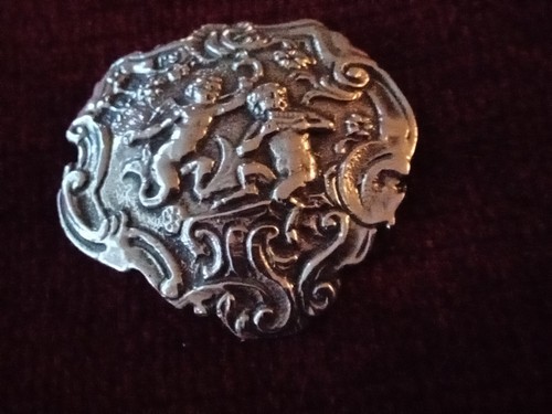 Susan Jones Sterling Silver Cherub Brooch London 1959.