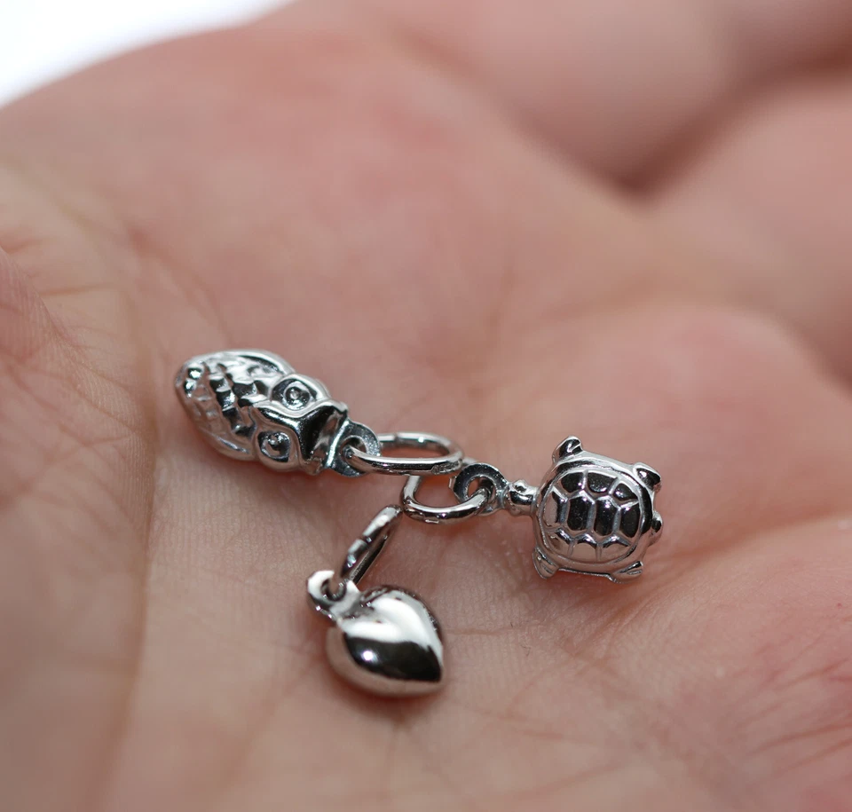 collana ciondolo tutto argento 925 gufo mezza luna farfalla cuore croce bambini - Immagine 2 di 3