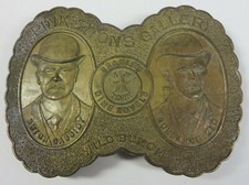 Vintage 70's PINKERTON'S GALLERY Belt Buckle Brass Butch Cassidy Sundance Kid