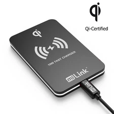 miLink 15W Qi Certified Universal Fast Wireless Charging Rectangular Pad Charger