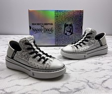 NEW Skechers Size 7 Women  s Leather Snoop Dogg One Double G White Shoes Slip On