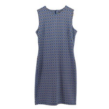 J. MCLAUGHLIN Women's Devon Dress Blue Stretch Sleeveless Geometric Size Small