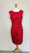 Roman Dress Womens UK 12 Red Floral Sheath Cap Sleeve Fitted Glitter Party Event