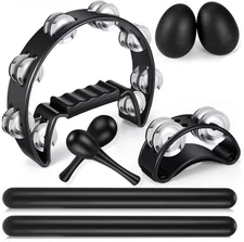 8 Pcs Tambourines for Adults, Hand Held Half Moon Tambourine Foot with Bells ...