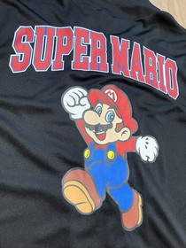 Super Mario Baseball Jersey Shirt Adult L Nintendo Black Classic NES Cartoon