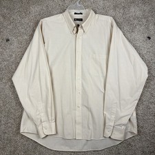 Chaps Men Size 18.5 36/37 Beige Classic Fit Long Sleeve Button Down Shirt